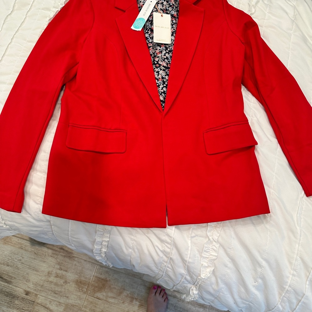 Skies Are Blue Vibrant Scarlet Blazer
